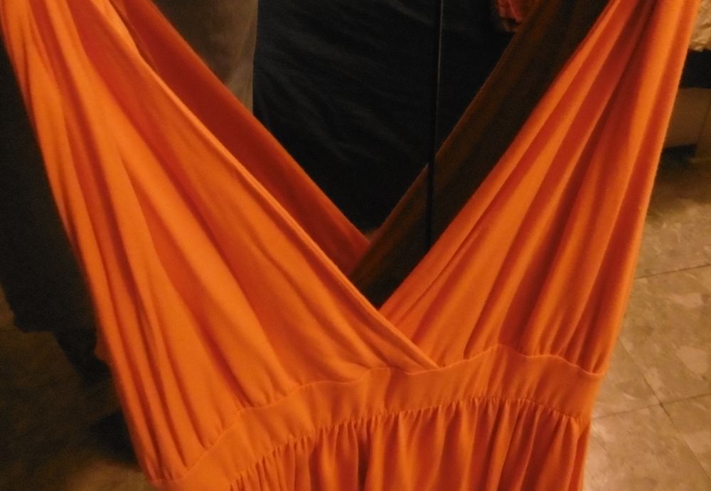 Robe d'&eacute;t&eacute; orange flashi, taille &eacute;lastique Vêtements