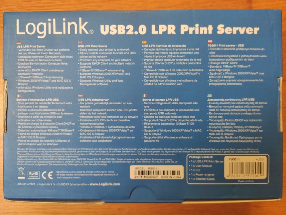 serveur d'impression Logilink USB2.0 Matériel informatique