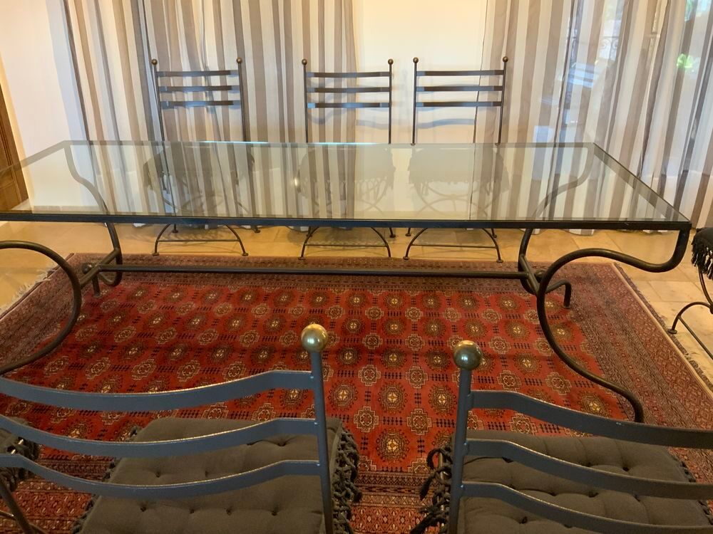 Table fer forge et verre et 8 chaises Meubles
