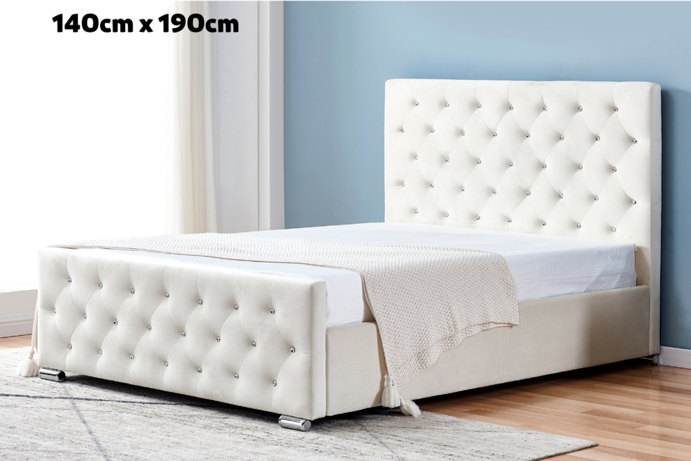 Lit disign 2 places en velours avec sommier 140X190 Meubles