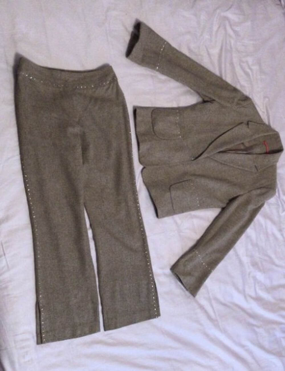 Ensemble tailleur beige veste et pantalon Alain Manoukian Vêtements