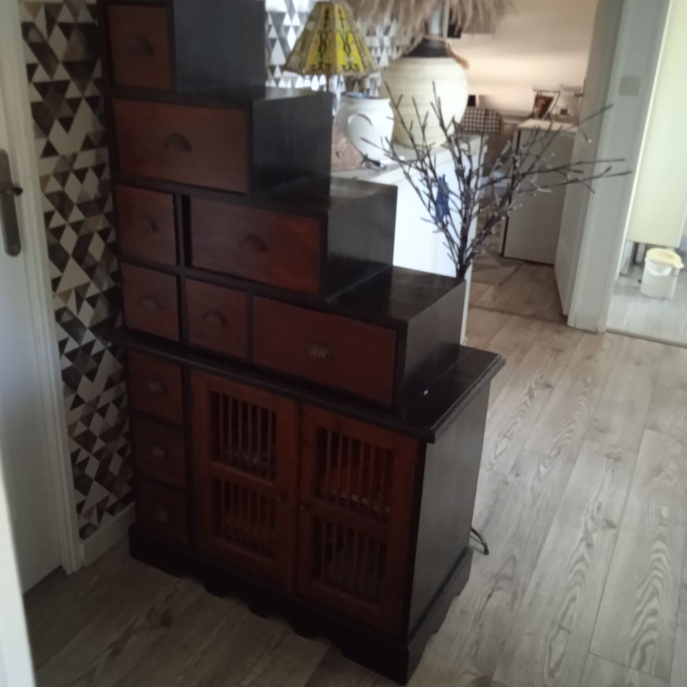 Meuble bois massif escalier 2 parties dimensions totales 148 Meubles