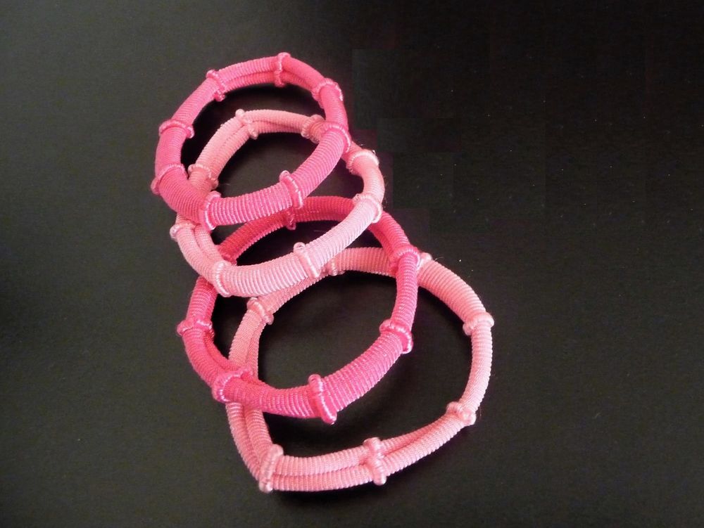 4 Elastiques Rose Clair et Rose Fuschia- Neuf Bijoux et montres