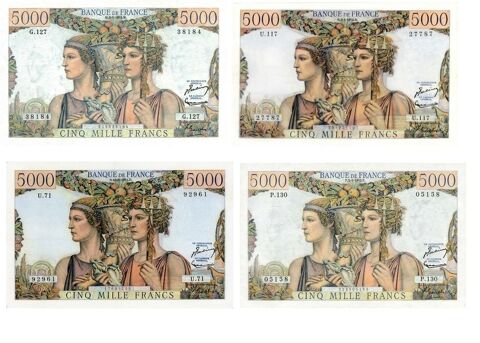 F 48    5000 f  terre mer LOT DE 4 BILLETS   575 Raismes (59)