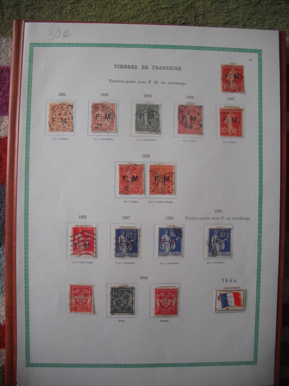 timbres de franchise de 1901 a 1964 