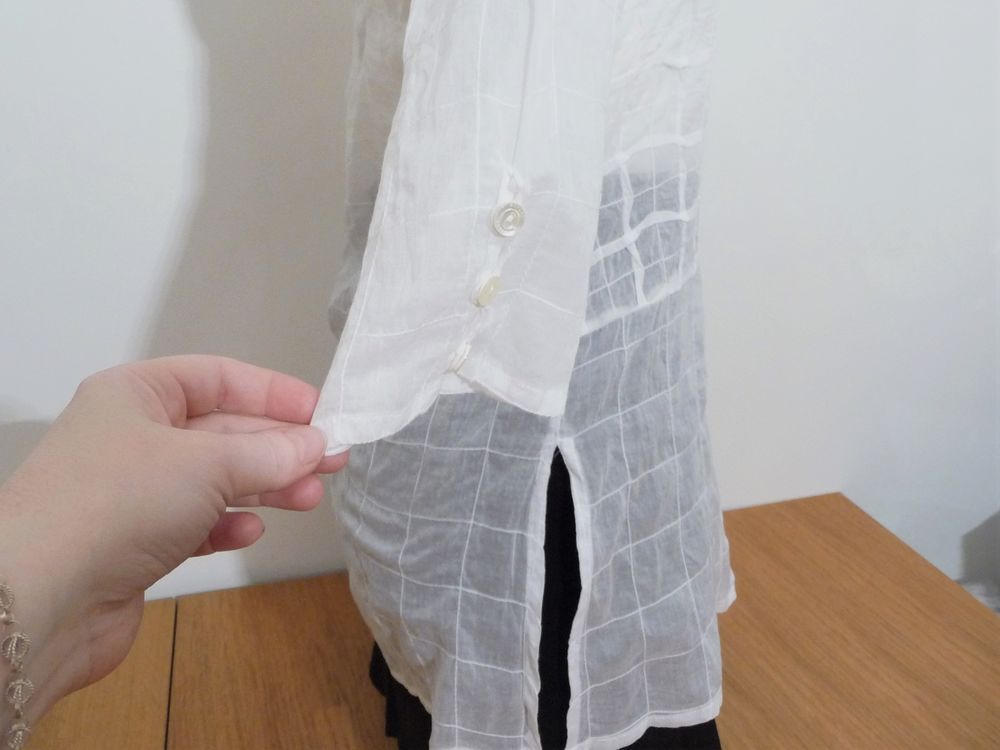 Chemise/ Tunique Blanc Mi Longue &agrave; Manches 3/4- Rayure Paris Vêtements