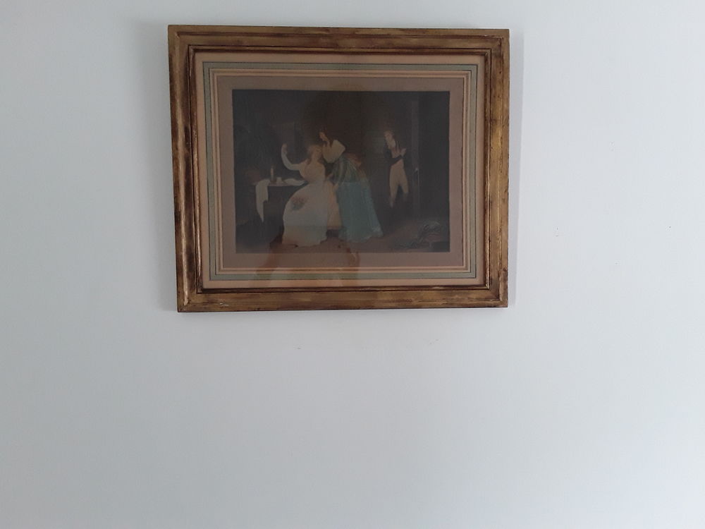 Gravure ancienne avec un encadrement dor&eacute; Décoration