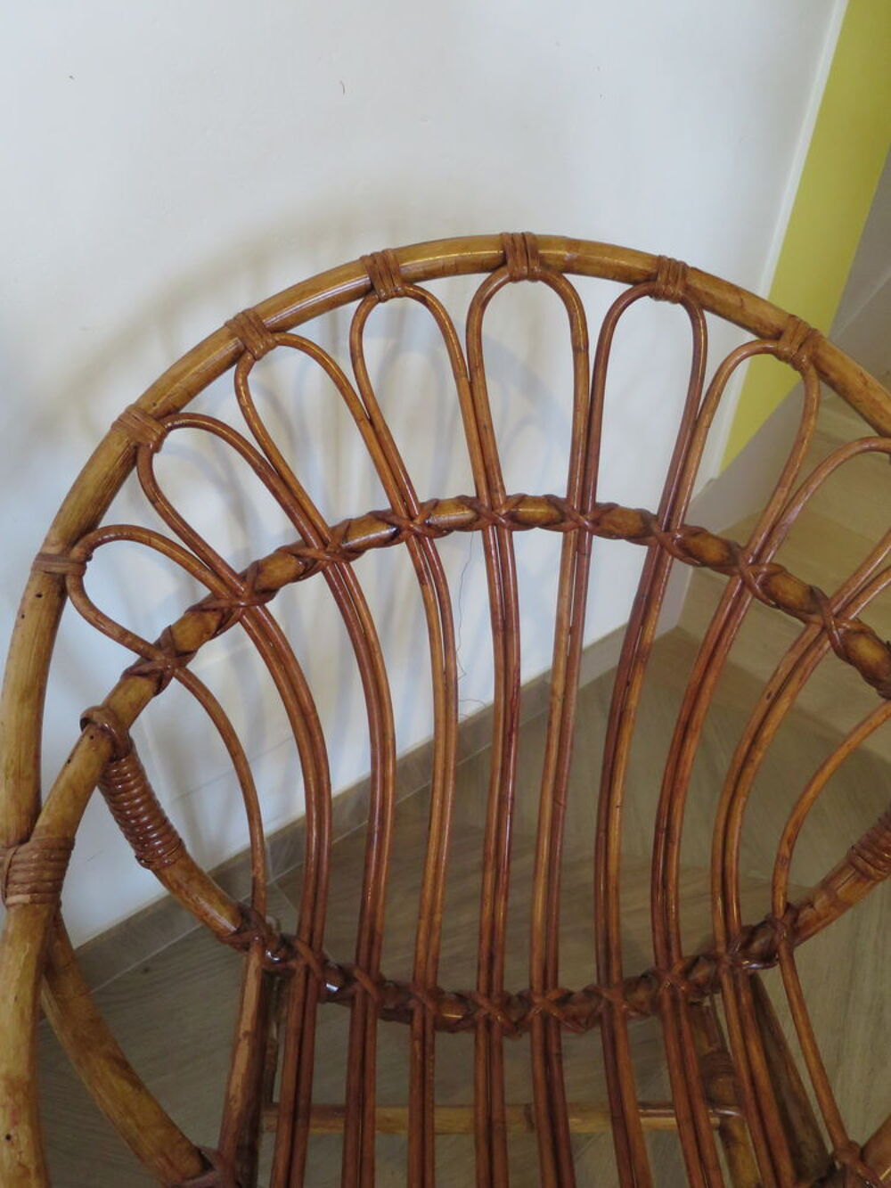 Vintage - Lot de 2 fauteuils en rotin-style boh&egrave;me -ann&eacute;es80 Meubles
