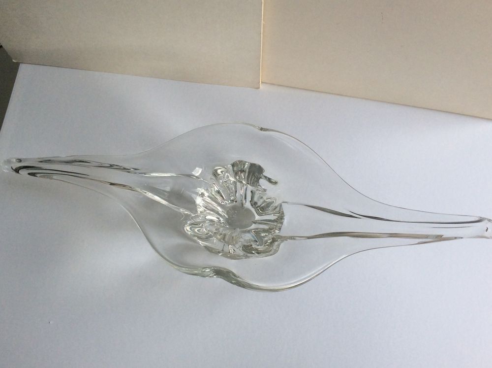 Coupe &agrave; fruits verre moul&eacute; forme allong&eacute;e L 50 cm Décoration