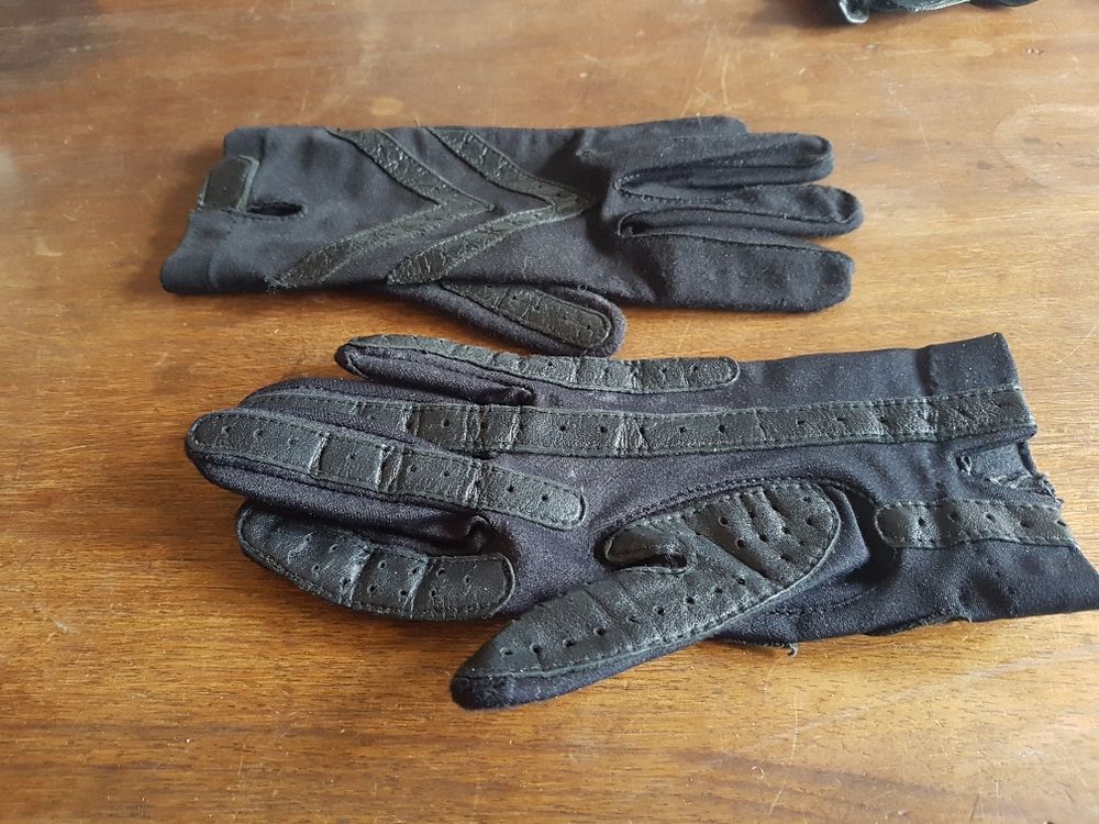 Paire de gant noir en cuir et nylon, isotoner Vêtements