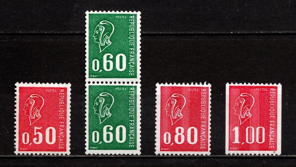Timbres France de roulette n&deg; rouge type Bequet, tous ** 