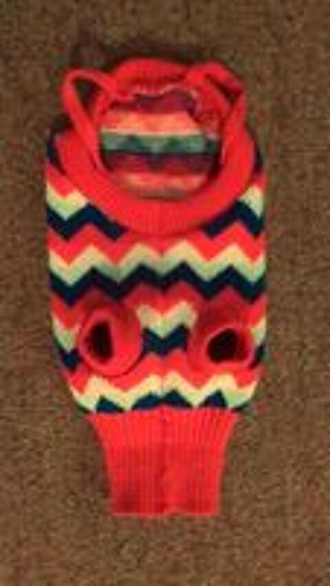   Manteau Pull-Over En Tricot Tricolore Riga Pour Chiot Chien 
