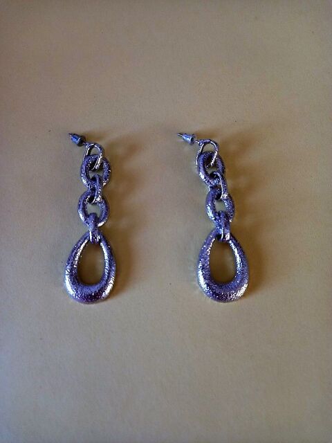 Boucles d'oreille fantaisies mtal argent 3 Villiers (86)