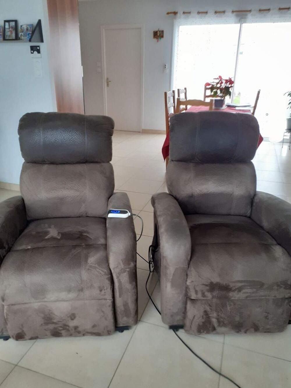 2 Fauteuils microfibre relax marron Meubles