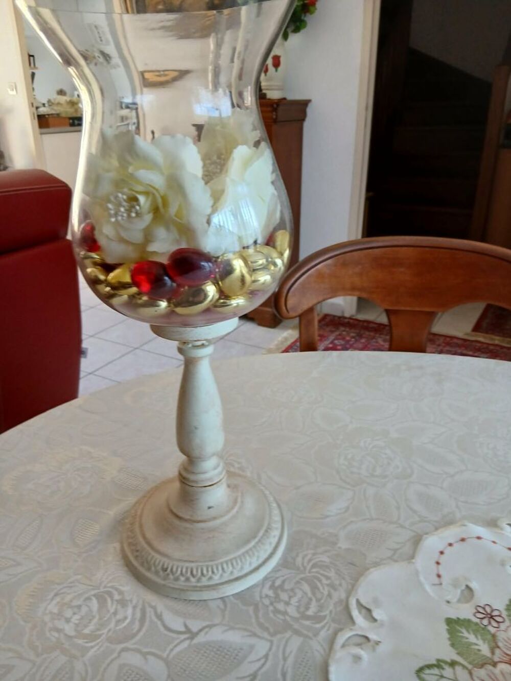  Grand vase photophore ancien forme tulipe verre N&deg; 1451 Décoration