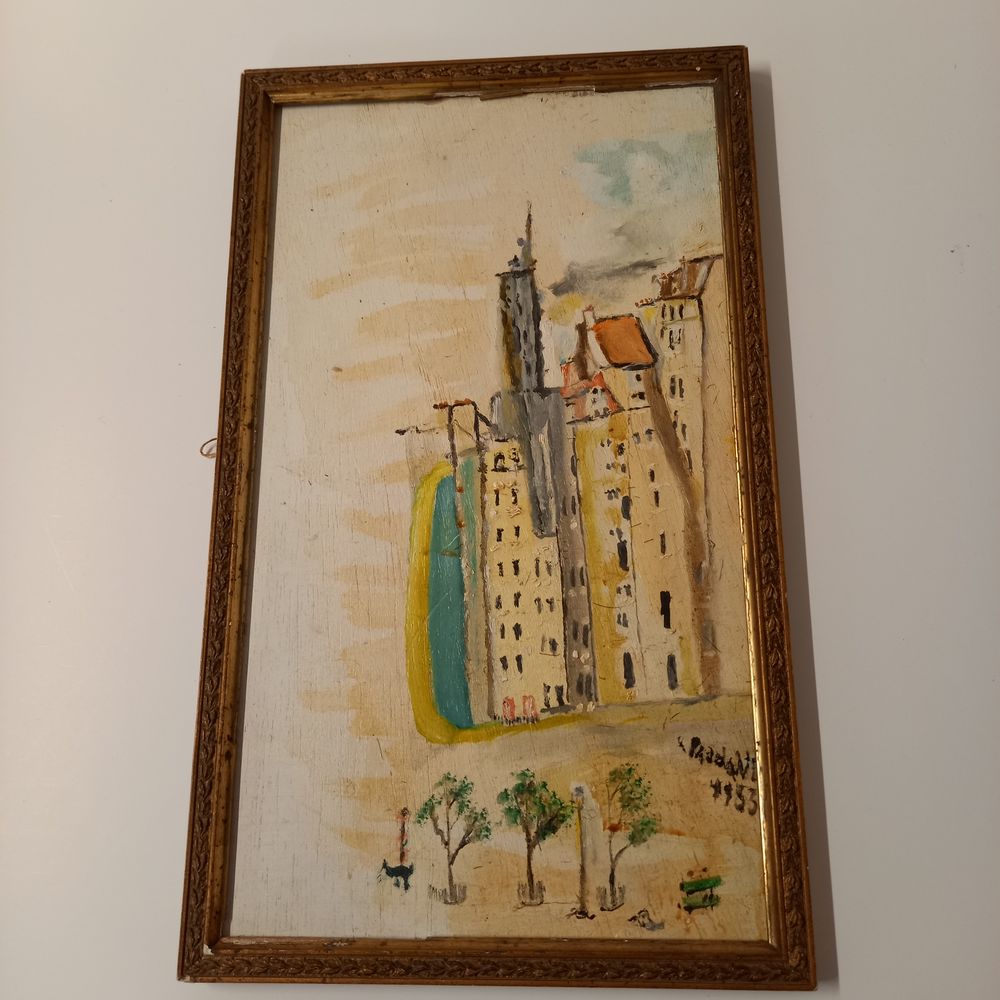 huile sur bois sign&eacute; Padovani, 1953, avec son cadre Décoration