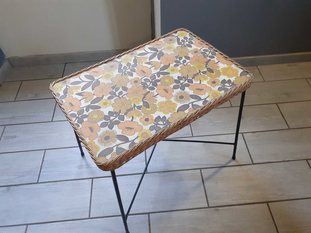 table et fauteuil rotin Vintage Meubles