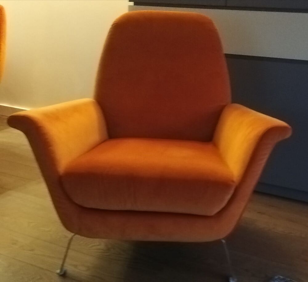 Fauteuil design Crozatier velours orange Meubles