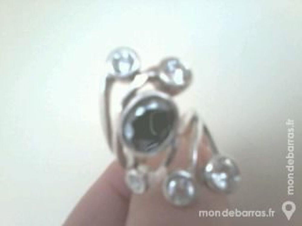 BAGUE DOIGT TAILLE 6 EN ARGENT BRILLANTS NOIRS Bijoux et montres