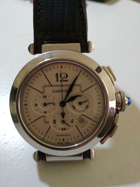 Cartier Pasha Chronographe 42 mm acier bracelet iguane 0 Nice (06)