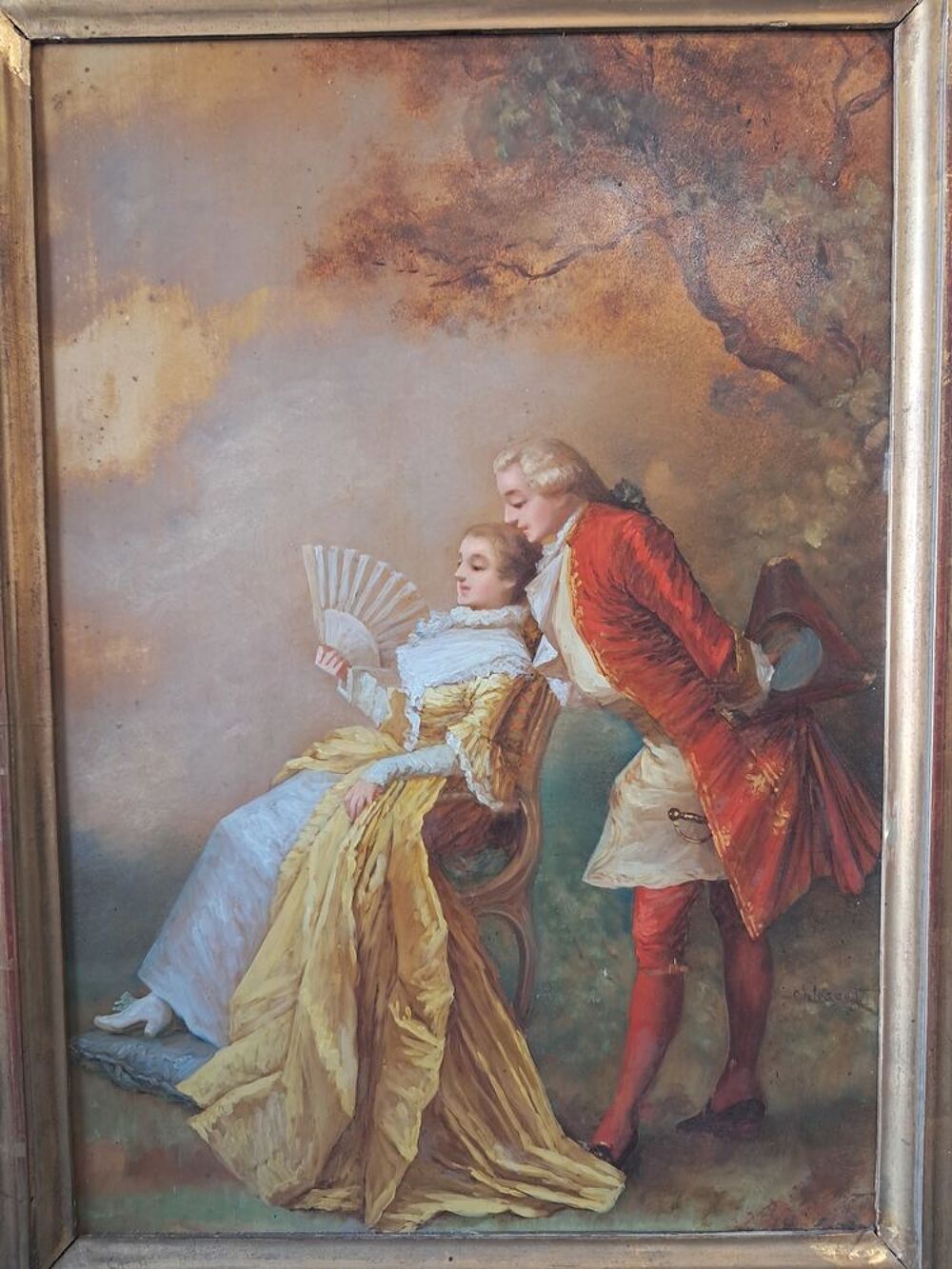Tableau ancien, huile sur panneau Décoration