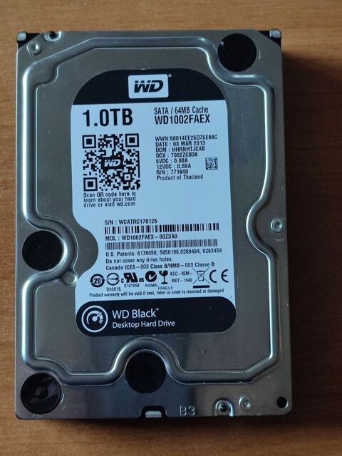 Western Digital 1TB WD1002FAEX SATA 64MB 3,5 
25 Cormeilles-en-Parisis (95)