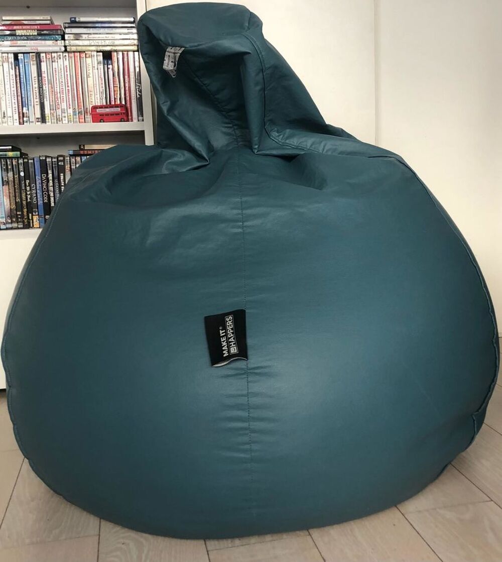 Pouf confortable en cuir synth&eacute;tique vert Meubles