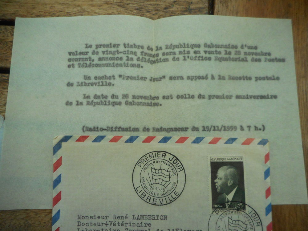Lot de 2 enveloppes premier jour de 1959: Tananarive et Libr 