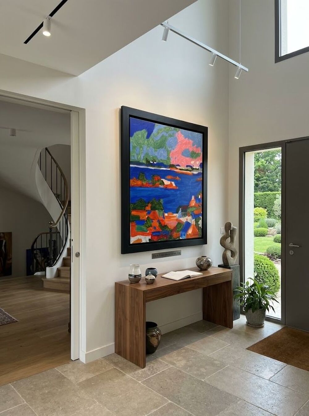 Tableau marine " L'&icirc;le de Br&eacute;hat sous un ciel rose " Décoration