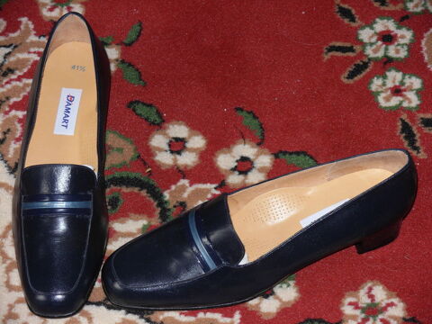 Chaussures femme p 41,5 cuir noir/bleu marine H 3 cm DAMART  5 Chénérailles (23)