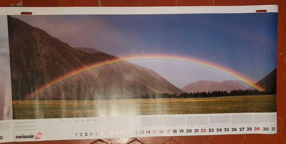Calendrier Vintage Swissair 1988 - Th&egrave;me M&eacute;t&eacute;o / Nuages - Parfait Etat - Rare 