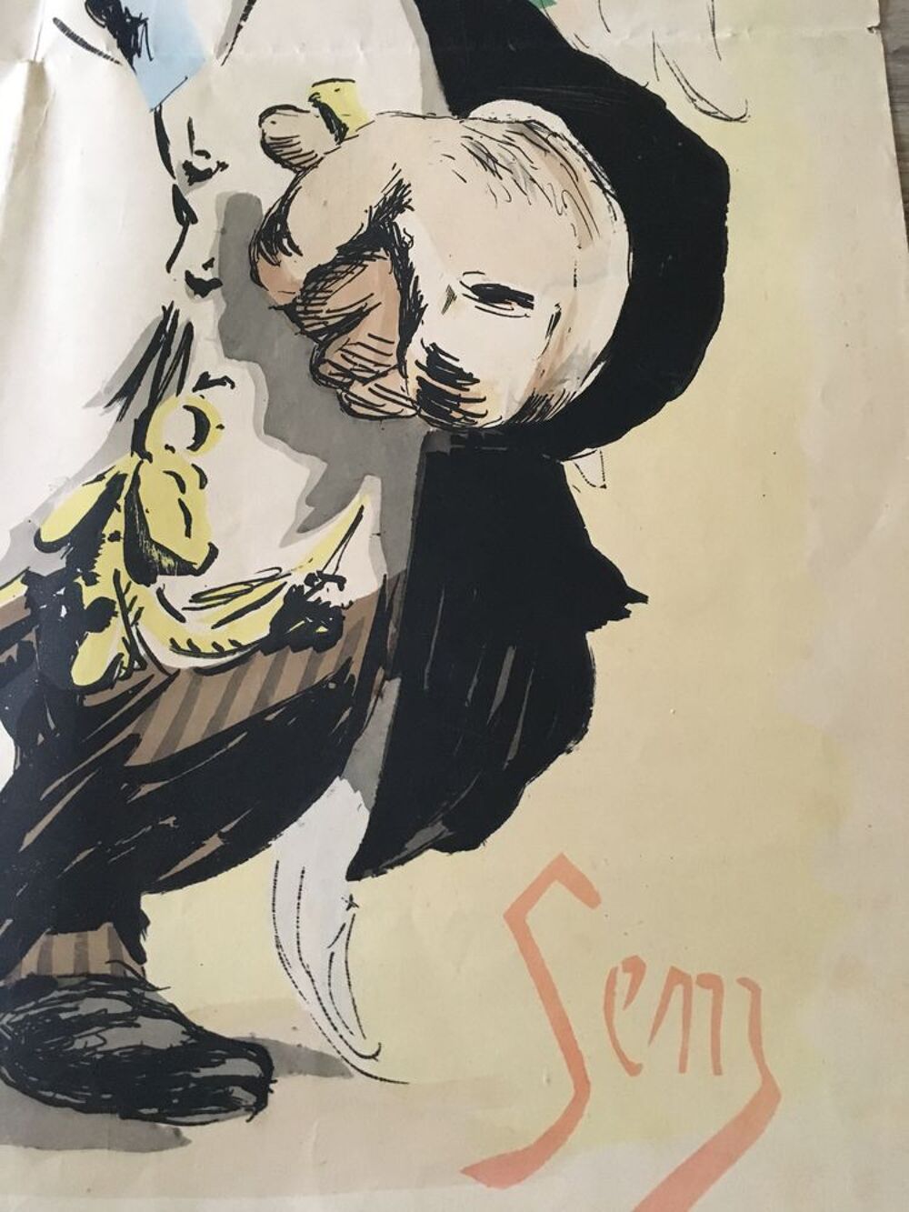 Lithographie humoristique sign&eacute;e SEM 