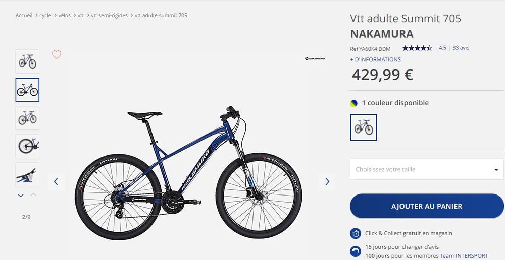 vtt Nakamura summit 705 neuf taille S Vélos