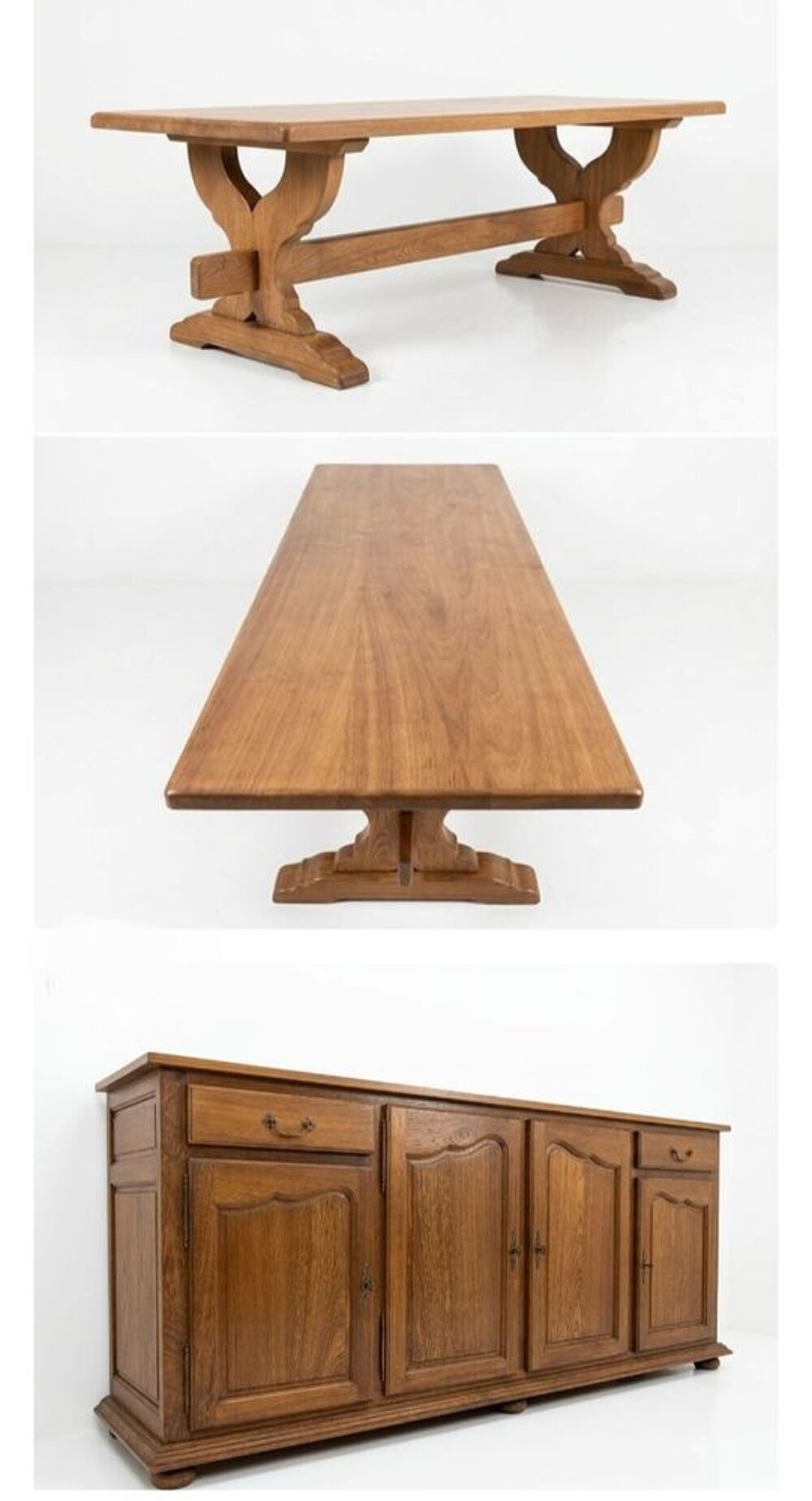 Tr&egrave;s bel ensemble monast&egrave;re 
Table et les bancs + le buffet Meubles