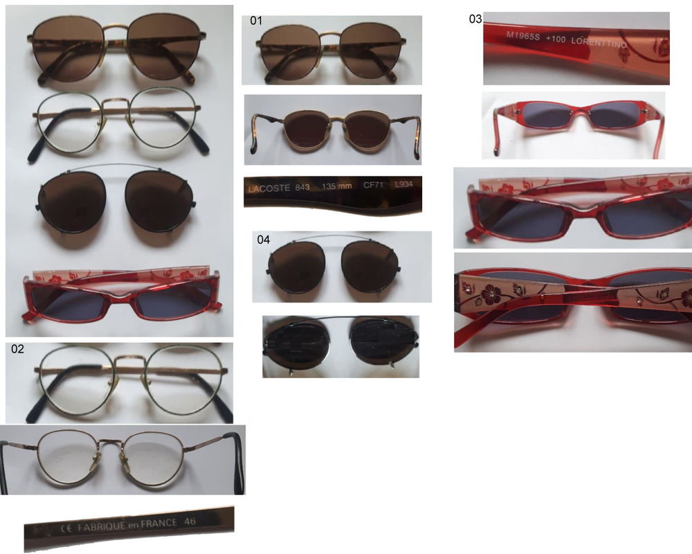LOT LUNETTES SOLEIL / VUE ADOLESCENT H/F BON ETAT Bijoux et montres