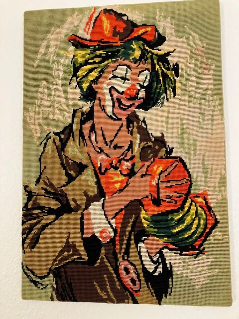 2 Tableaux clowns canevas 20 Oullins (69)