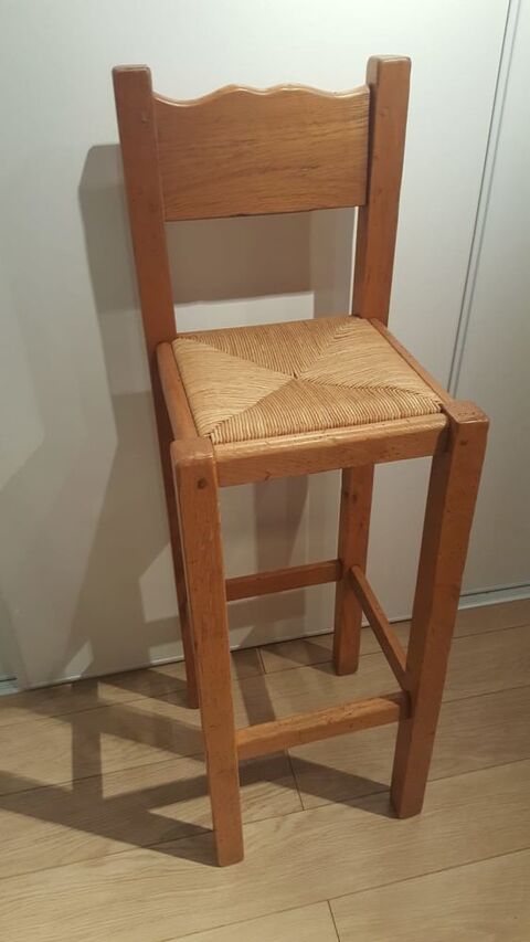 3 Tabourets de bar chêne assise paille 150 Saubrigues (40)