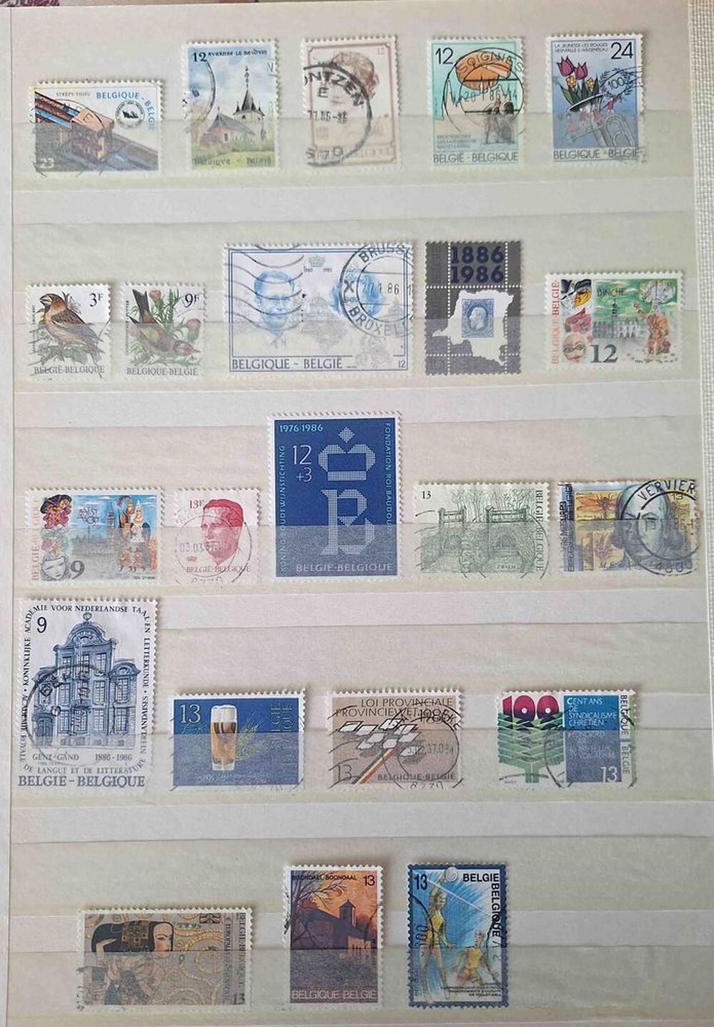 S&eacute;rie de timbres de collection de Belgique A 