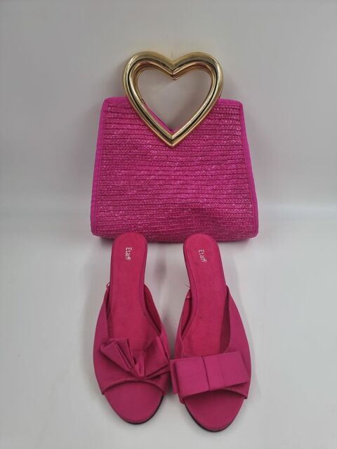 Paire (Taille S) de chaussure mule rose et son sac à main 3 Vulbens (74)