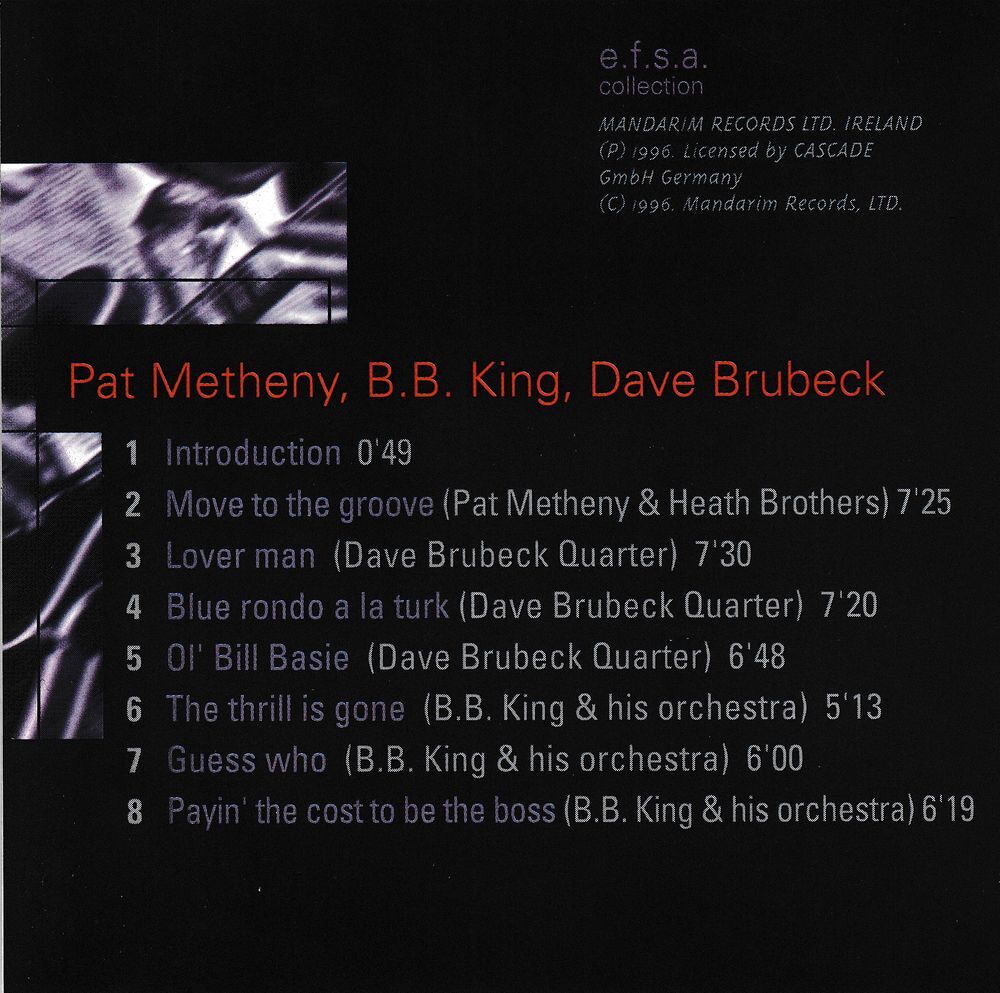 CD Pat Metheny, B.B. King, Dave Brubeck Concert Midem Cannes CD et vinyles