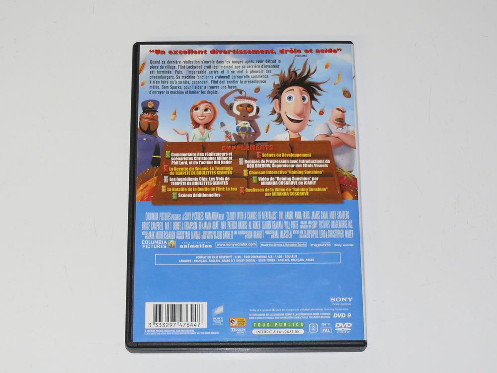 DVD : "Temp&ecirc;te de boulettes g&eacute;antes" DVD et blu-ray