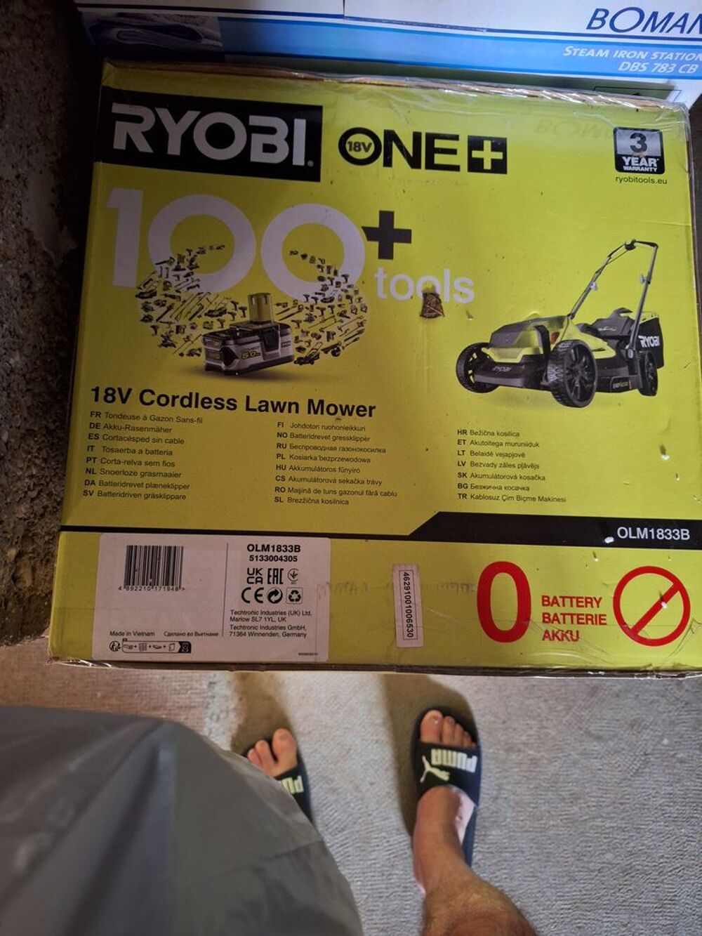 Tondeuse Ryobi sans fil neuve Jardin