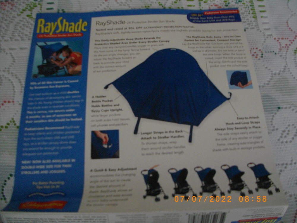 PROTECTION SOLEIL (RALLONGE) BLEU MARINE ANTI-UV P/POUSSETTE Puériculture