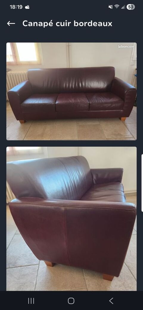 Canap� cuir bordeaux 100 Bourges (18)