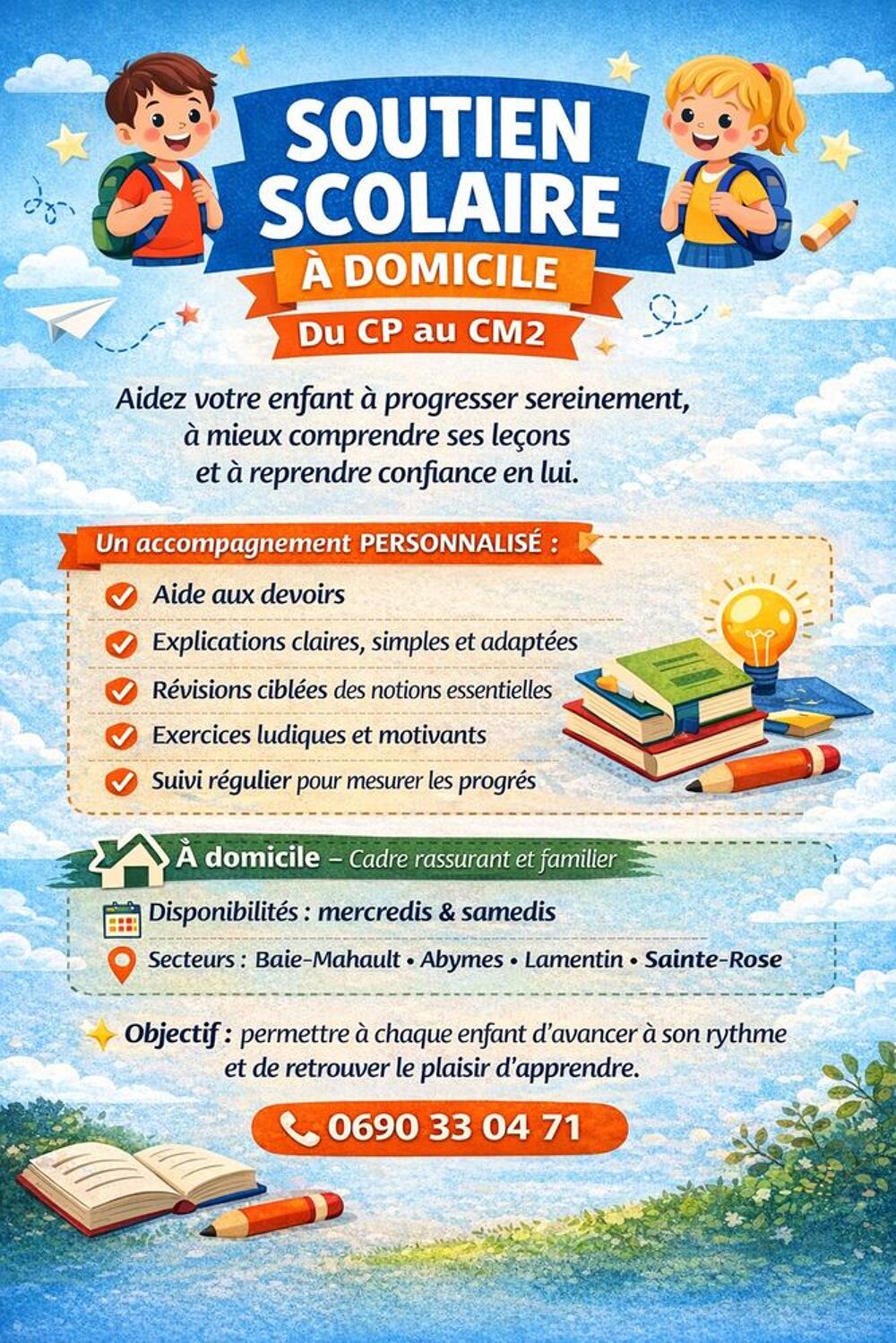   SOUTIEN SCOLAIRE A DOMICILE DU CP AU CM2 
