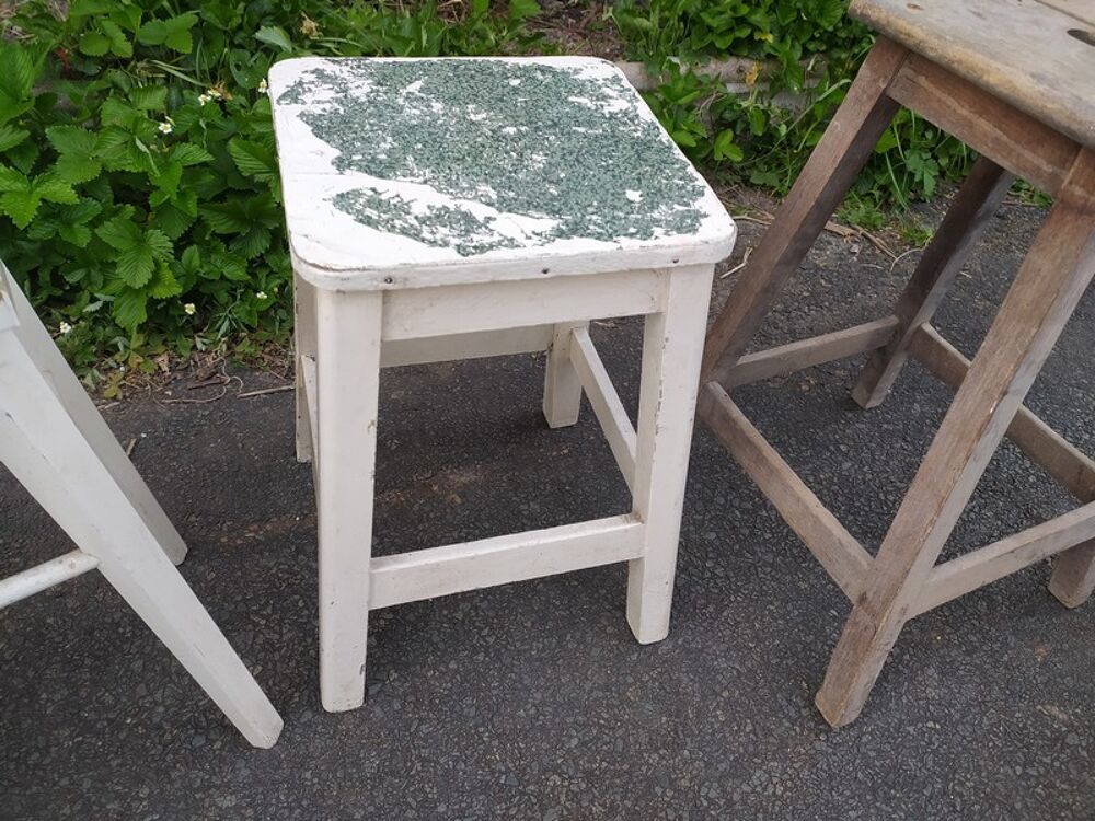 Anciens Tabourets Bois Style Ferme Vintage Meubles