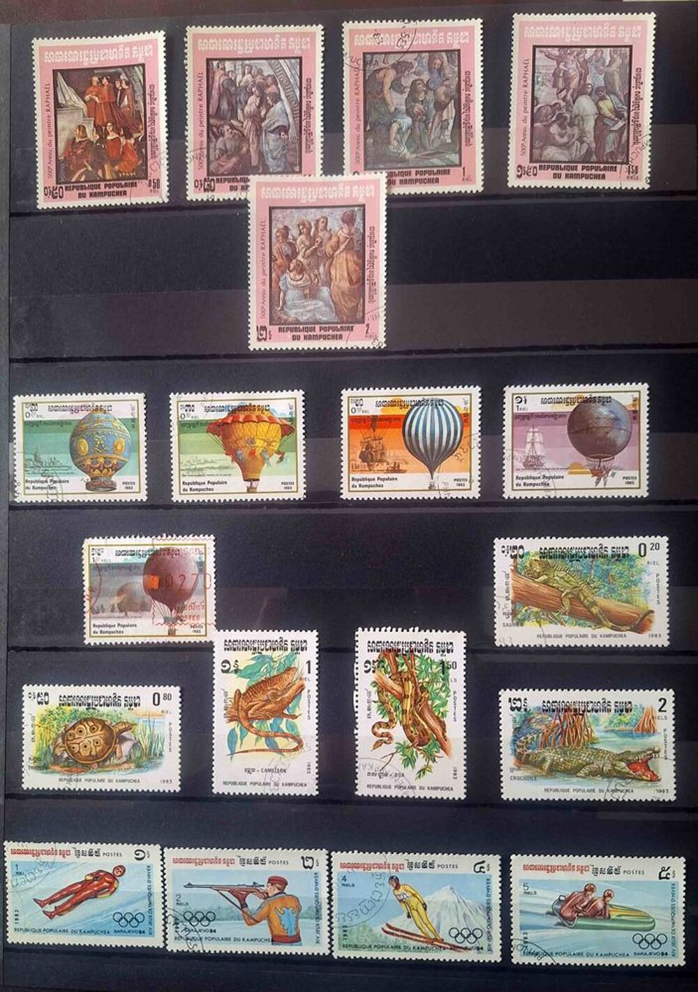 S&eacute;rie de timbres de collection du Kampuch&eacute;a 