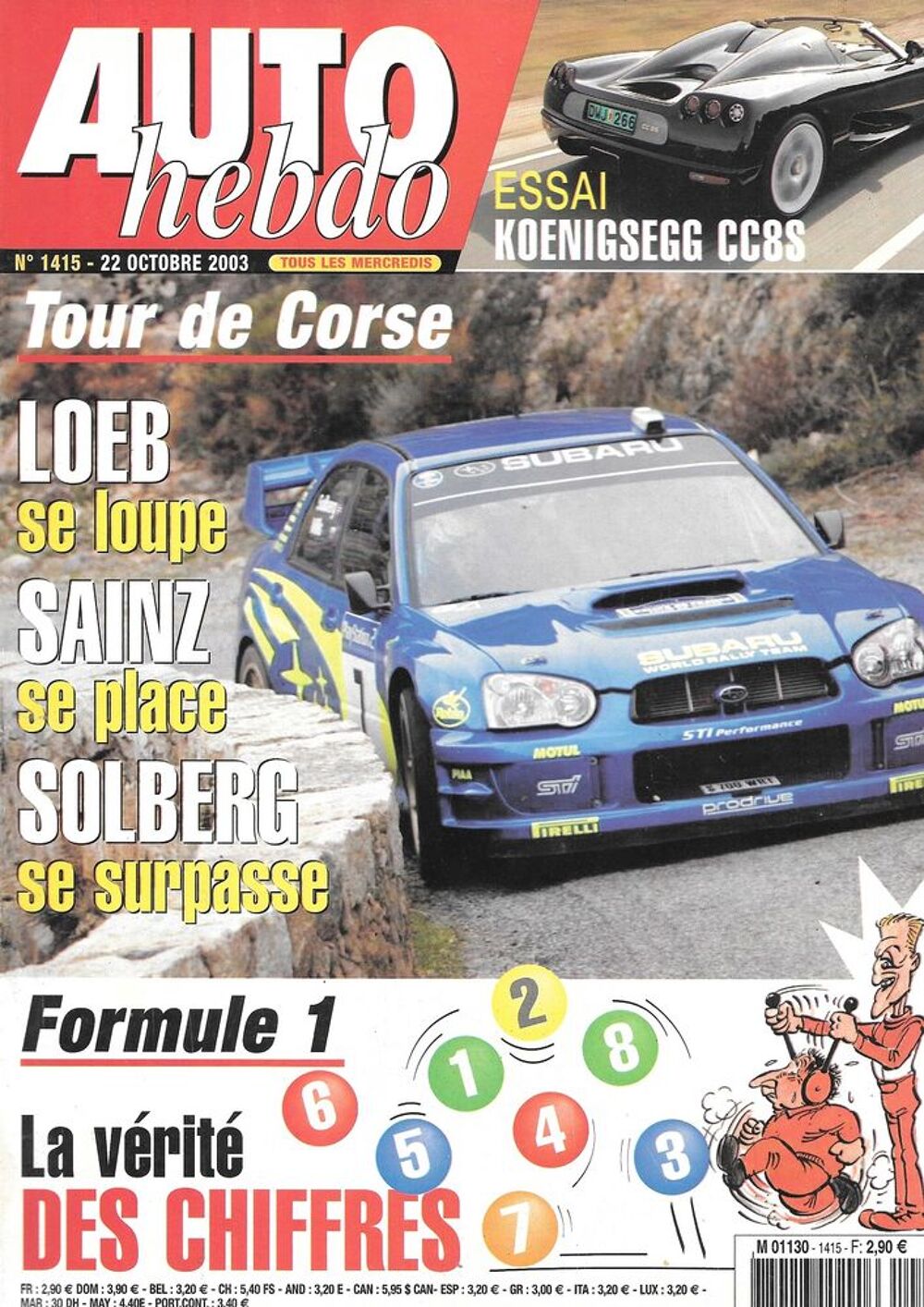 AUTO HEBDO n&deg;1415 2003 KOENIGSEGG CC8S Tour de Corse Livres et BD