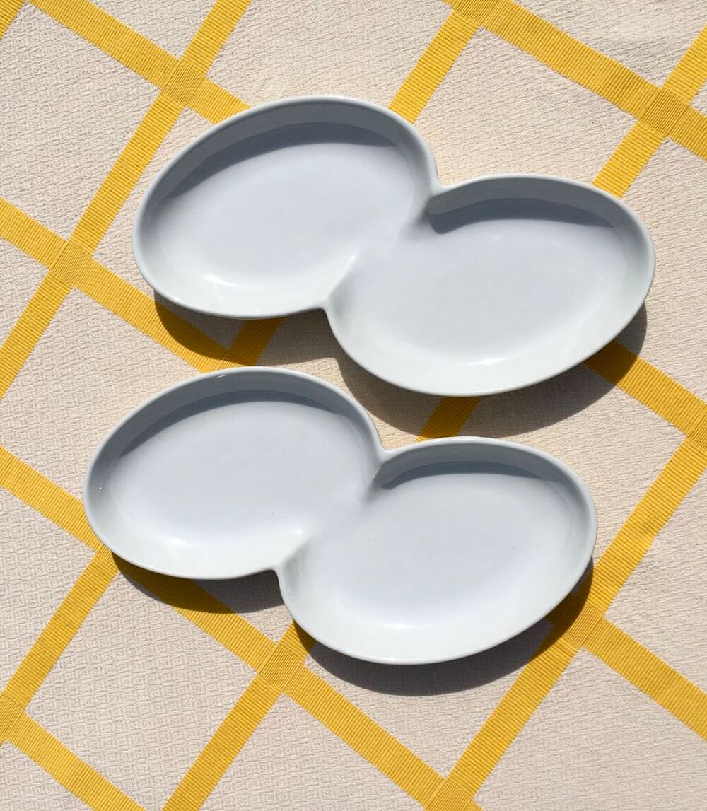 2 Assiettes doubles neuves en porcelaine blanche de qualit&eacute; Cuisine