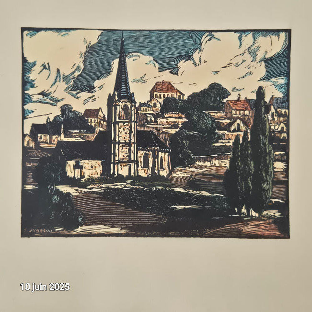 Gravure sur bois dessin&eacute;e par Ferdinand Dubreuil.1950, La Ro 